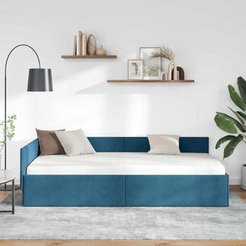 vidaXL Hoek Bed Frame Blauw 100 x 200 cm fluweel, Verzenden