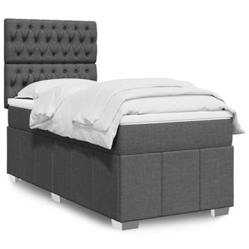 vidaXL Boxspring met matras stof donkergrijs 90x190 cm, Verzenden