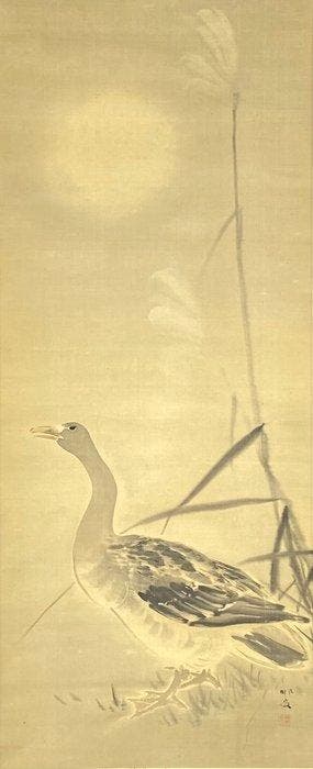 Twee Japanse hangende rollen: Wilde Gans onder de Maan op