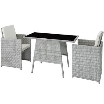 tectake Wicker zitgroep Lausanne 2+1 - lichtgrijs, Tuin en Terras, Tuinsets en Loungesets, Verzenden, Nieuw
