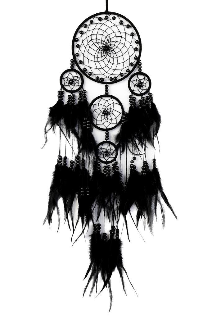 KIMU® Dromenvanger Mandala Zwart Dreamcatcher Veren Macramé, Hobby en Vrije tijd, Feestartikelen, Nieuw, Ophalen of Verzenden