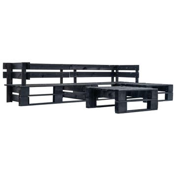vidaXL 4-delige Loungeset pallet hout zwart, Verzenden, Loungeset
