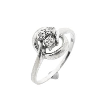 Witgouden ring met diamanten; 0,06 ct., Handtassen en Accessoires, Ringen, Gebruikt, 19 tot 20, Ophalen of Verzenden, Met edelsteen
