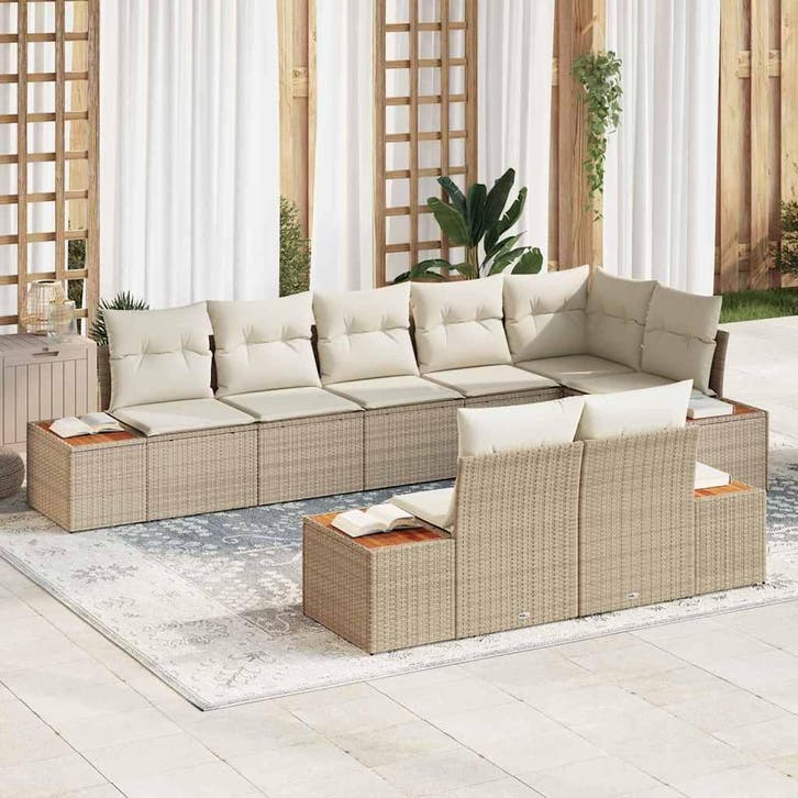 vidaXL Tuinbank Set 8 st 8-Aantal zitplaatsen Beige en Crème, Tuin en Terras, Tuinsets en Loungesets, Nieuw, Verzenden