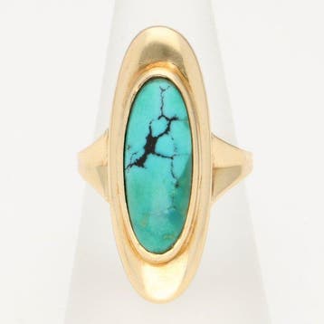 Bague - 14 carats Or jaune - 4.58ct. tw. Turquoise, Bijoux, Sacs & Beauté
