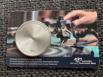 Nederland. Penning 2019 Diamantbewerking in coincard (2x)