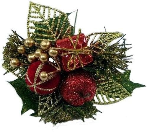 Kerstbijsteker Rood Goud Appel Cadeautje en Besjes per stuk, Huis en Inrichting, Woonaccessoires | Kunstplanten en Kunstbloemen