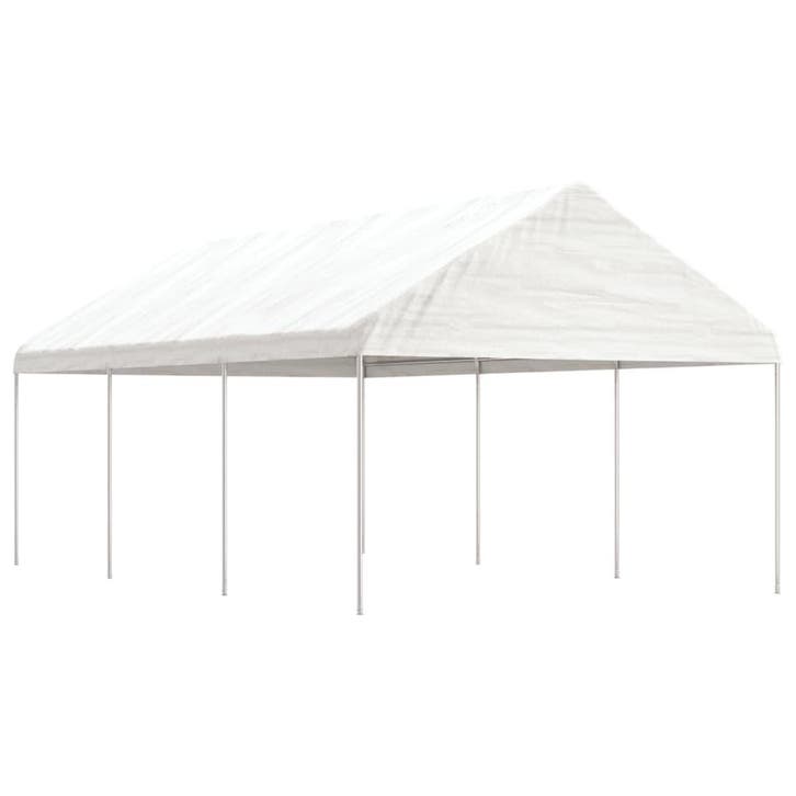 vidaXL Prieel met dak 6,69x4,08x3,22 m polyetheen wit, Jardin & Terrasse, Tonnelles, Envoi
