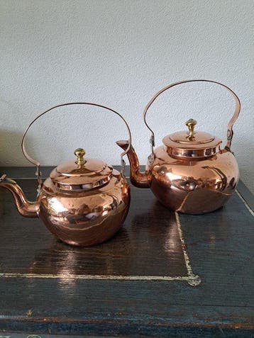 Theeketel (2) - Koper - Koperen ketel, appelketel
