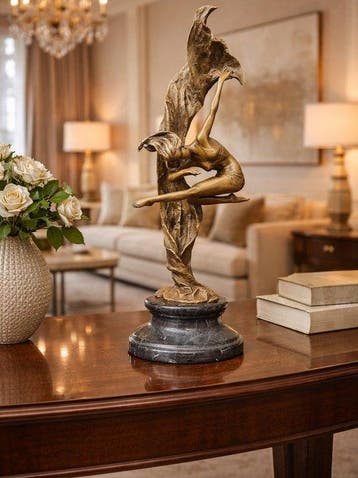 Beeld, Bronze: Scarf Dancer 52cm - Lady - 52.5 cm - Brons,