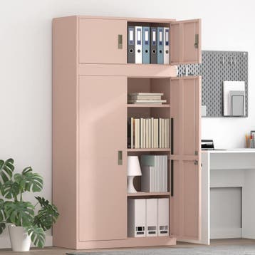 vidaXL Opbergkast 2 st Roze 90 x 40 x 180 cm Staal, Huis en Inrichting, Verzenden, Nieuw