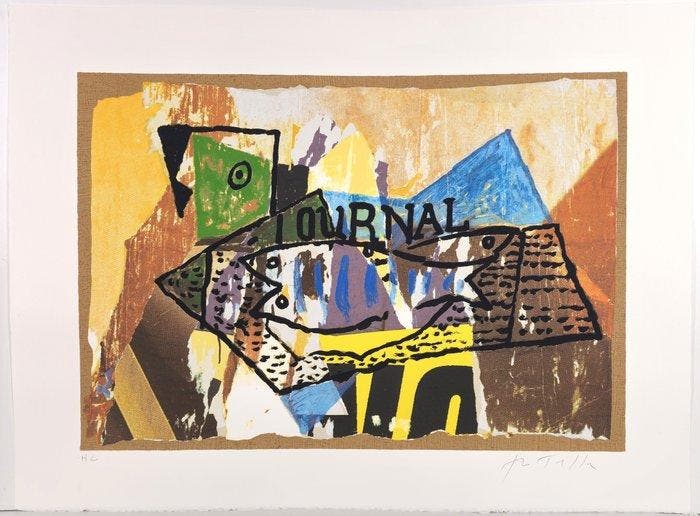 Mimmo Rotella (1918-2006) - Il Giornale di Picasso, Antiek en Kunst, Antiek | Overige Antiek