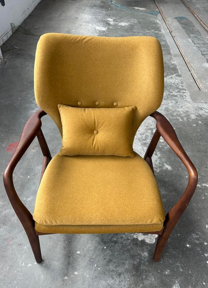 Polspotten Peggy Stoel Gestoffeerd Okergeel - Fauteuil, Maison & Meubles, Fauteuils, Envoi