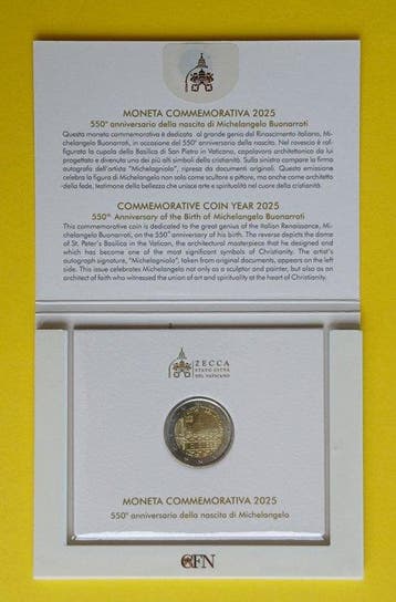 Vatican. 2 Euro 2025 Michelangelo (Sans prix de réserve), Postzegels en Munten