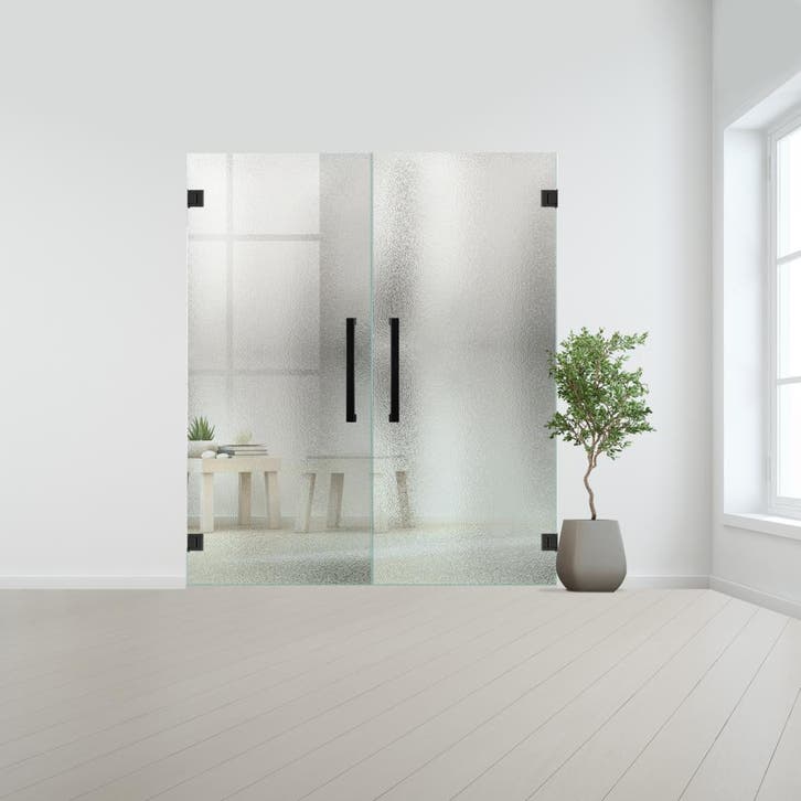 Glazen dubbele binnendeur XL zonder kozijn zwart beslag-Crep, Bricolage & Construction, Vitres, Châssis & Fenêtres, Envoi