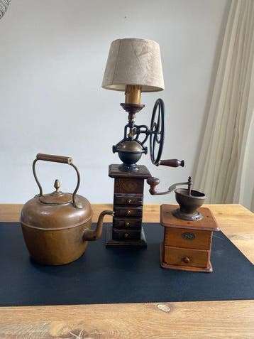 Koffiepot (3) - Koper, Hout - Unique Double Mark, Antiek en Kunst