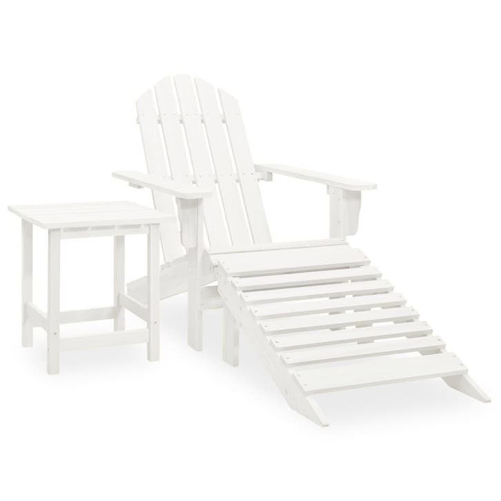Massief houten tuinstoel + voetenbank - Retour deal, Tuin en Terras, Tuinstoelen, Gebruikt, Hout, Verzenden