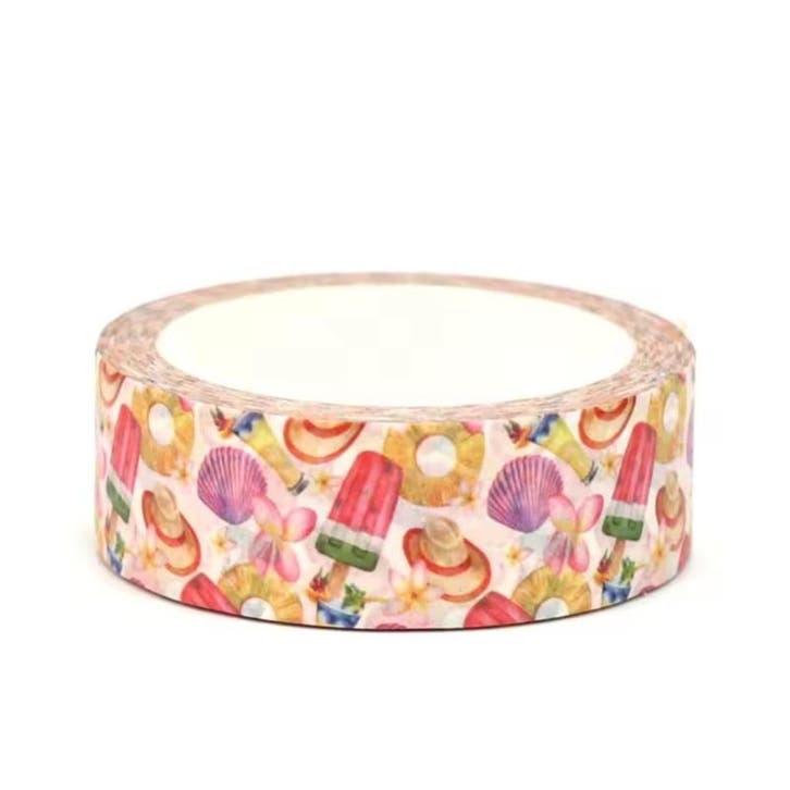 Washi Tape zomer - ijsjes - 15mm breed en 10m lang - sier..., Hobby & Loisirs créatifs, Bricolage, Enlèvement ou Envoi