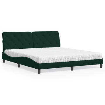 vidaXL Bed met matras fluweel donkergroen 180x200 cm, Verzenden