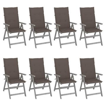 vidaXL Tuinstoelen 8 st verstelbaar met kussens acaciahout, Jardin & Terrasse, Verzenden