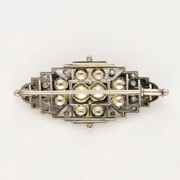 Broche - 14 carats Or blanc, Platine - Diamants taillés par
