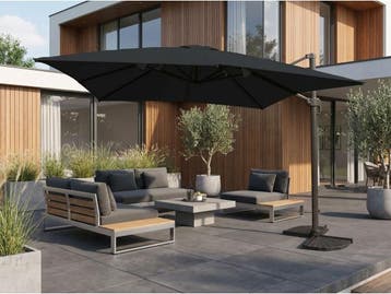 Veiling - Hangende parasol Zwart 300x400cm, Nieuw