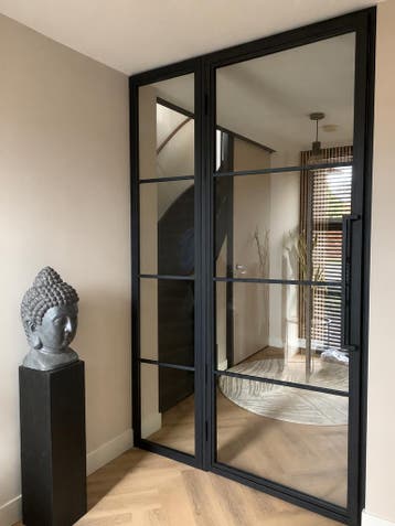 OUTLET: Stalen Binnendeur met glaspaneel Zwart4 Vlaks 2347x1, Doe-het-zelf en Bouw, Nieuw, Metaal, Binnendeur