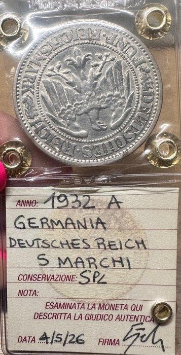 Allemagne, République de Weimar 5 Reichsmark 1932 A / Berlin