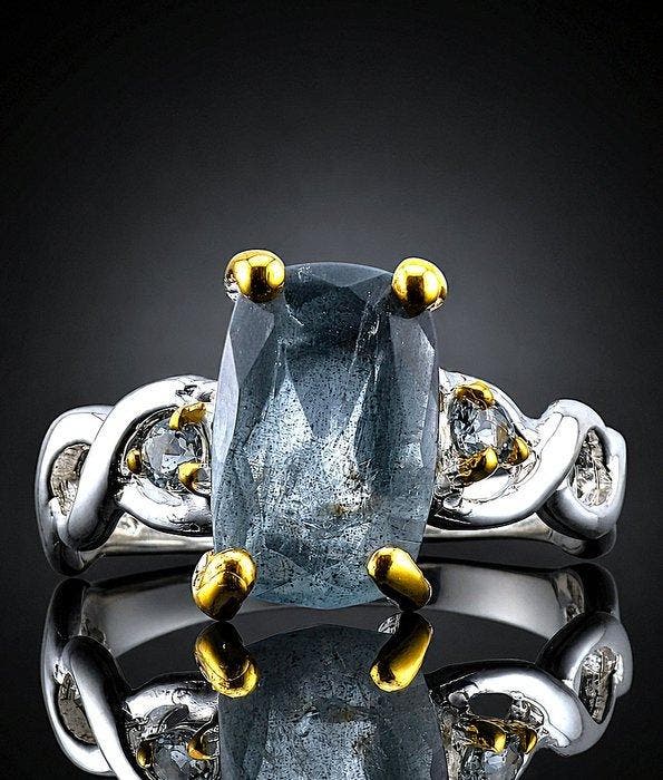 Aquamarijn - Zilver - Ring - Ocean Glow, Antiek en Kunst, Curiosa en Brocante
