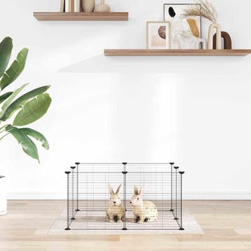 vidaXL Huisdierkooi met 8 panelen, zwart, 70x70x35 cm, staal, Dieren en Toebehoren, Verzenden, Nieuw
