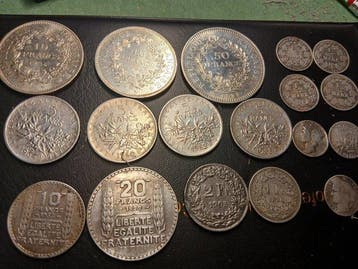 Frankrijk, Verenigde Staten. Collection of silver coins