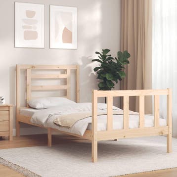 vidaXL Bedframe met hoofdbord massief hout, Verzenden, Nieuw