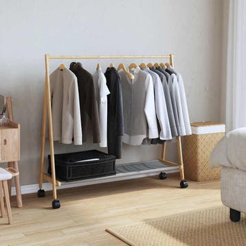 vidaXL Kledingrek met schappen en wielen 106x34x106,5 cm, Verzenden