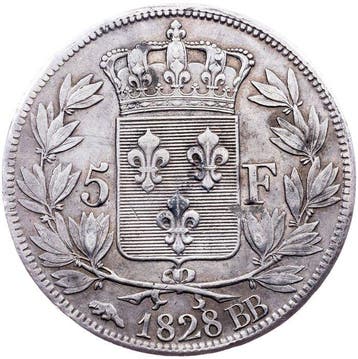 France. Charles X. 5 Francs 1828 / Strasbourg