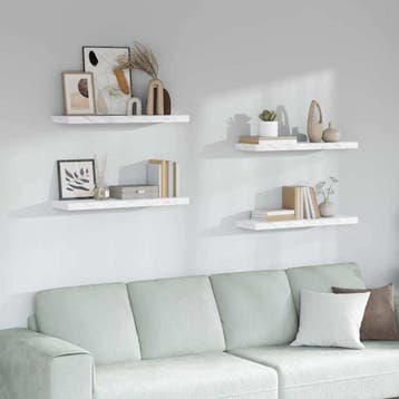 vidaXL Wandplank 4 st Wit Marmer 90 x 23,5 x 3,8 cm Bewerkt, Verzenden, Nieuw