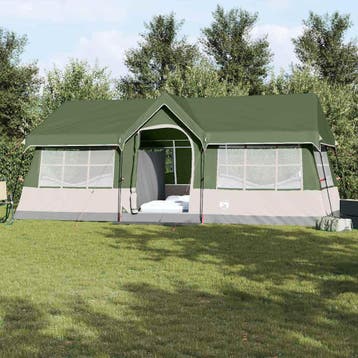 vidaXL Familietent met dak Groen en beige 622 x 295 x 238 cm, Verzenden, Nieuw