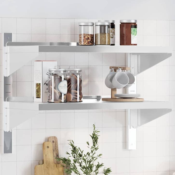 vidaXL Wandschap 2-laags 75x40x60 cm roestvrijstaal, Maison & Meubles, Armoires | Armoires murales, Envoi