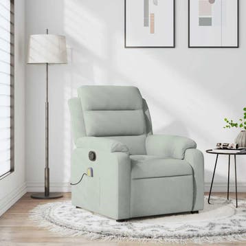 vidaXL Massagestoel lichtgrijs fluweel, Verzenden, Nieuw