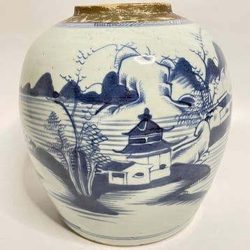 Pot - Porselein - Blauw-witte gemberpot