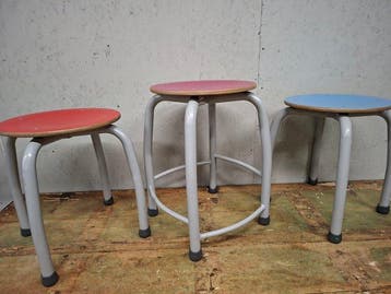 Kruk - Metaal, Hout - School krukjes div kleur