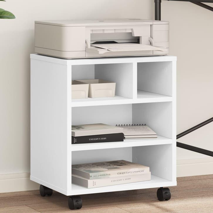 vidaXL Printerkastje met wielen 41x32x48 cm wit, Informatique & Logiciels, Imprimantes, Envoi