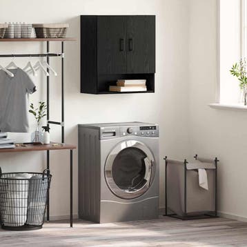 vidaXL Wandkast 60 x 31 x 70 cm Bewerkt hout Zwart Eiken, Huis en Inrichting, Kasten | Overige, Verzenden, Nieuw