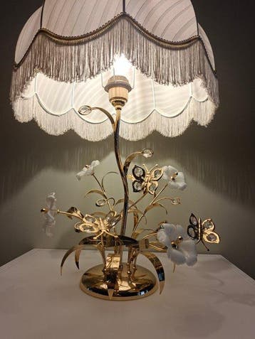 Italiaanse florale tafellamp met Murano-glazen bloemen. ca., Nieuw
