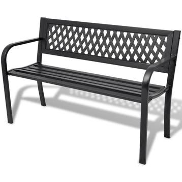 vidaXL Tuinbank 118 cm staal zwart, Tuin en Terras, Verzenden, Nieuw