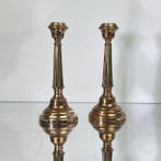 Kandelaar 19e-eeuwse gefluteerde kolommen (2) - Messing,, Antiek en Kunst