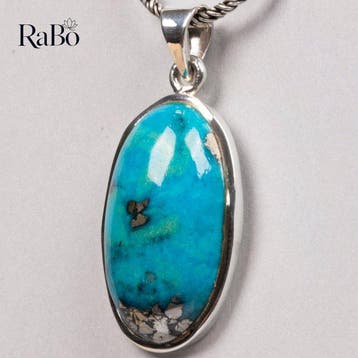 Pendentif naturel en turquoise et pyrite en argent 925 –, Collections