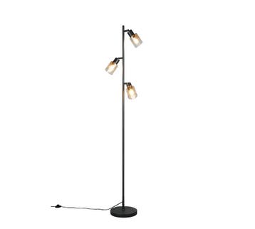 Trio CADIZ vloerlamp | E14 Fitting | mat zwart met amber | Ø, Verzenden, Nieuw