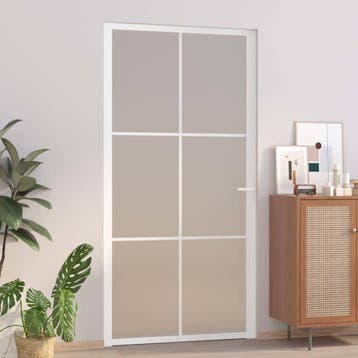 vidaXL Binnendeur 102,5x201,5 cm matglas en aluminium wit, Bricolage & Construction, Verzenden