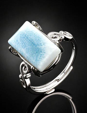Natuurlijke Larimar Ring - 925 Sterling Zilver -