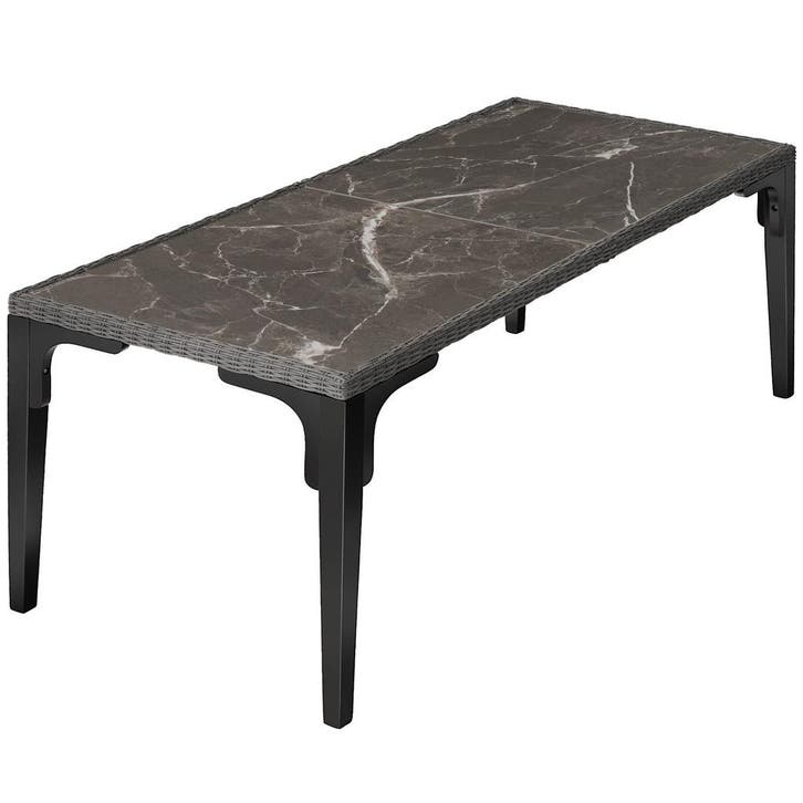 tectake Wicker tafel Foggia 196x87x76cm - grijs, Tuin en Terras, Tuinsets en Loungesets, Verzenden